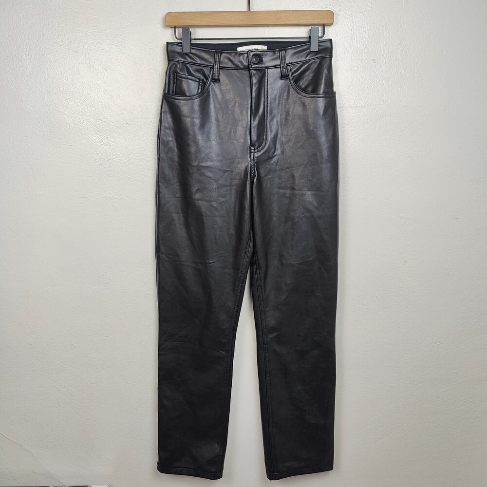 Abercrombie & Fitch High-Rise Faux Leather Jeans in Black